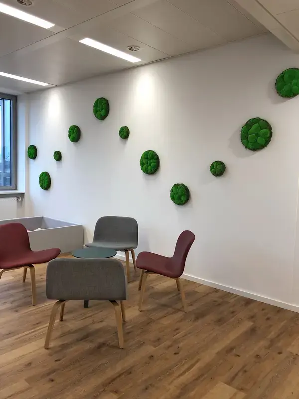 Moosbild als Akzent im Meetingraum